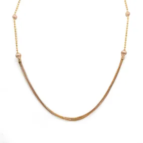 22K Multi Tone Gold Ball Chain W/ Rose Gold Balls & Draped Link Chains, 10.95gm