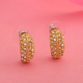 24Kt Gold Plated Candy Earring with White Crystals