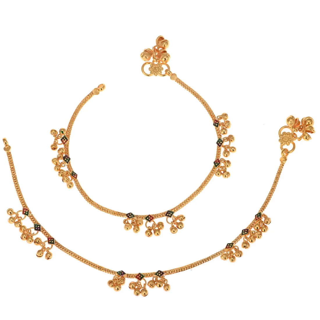 AanyaCentric Gold Plated Traditional Anklets Payal - Classic and Stylish for Women and Girls