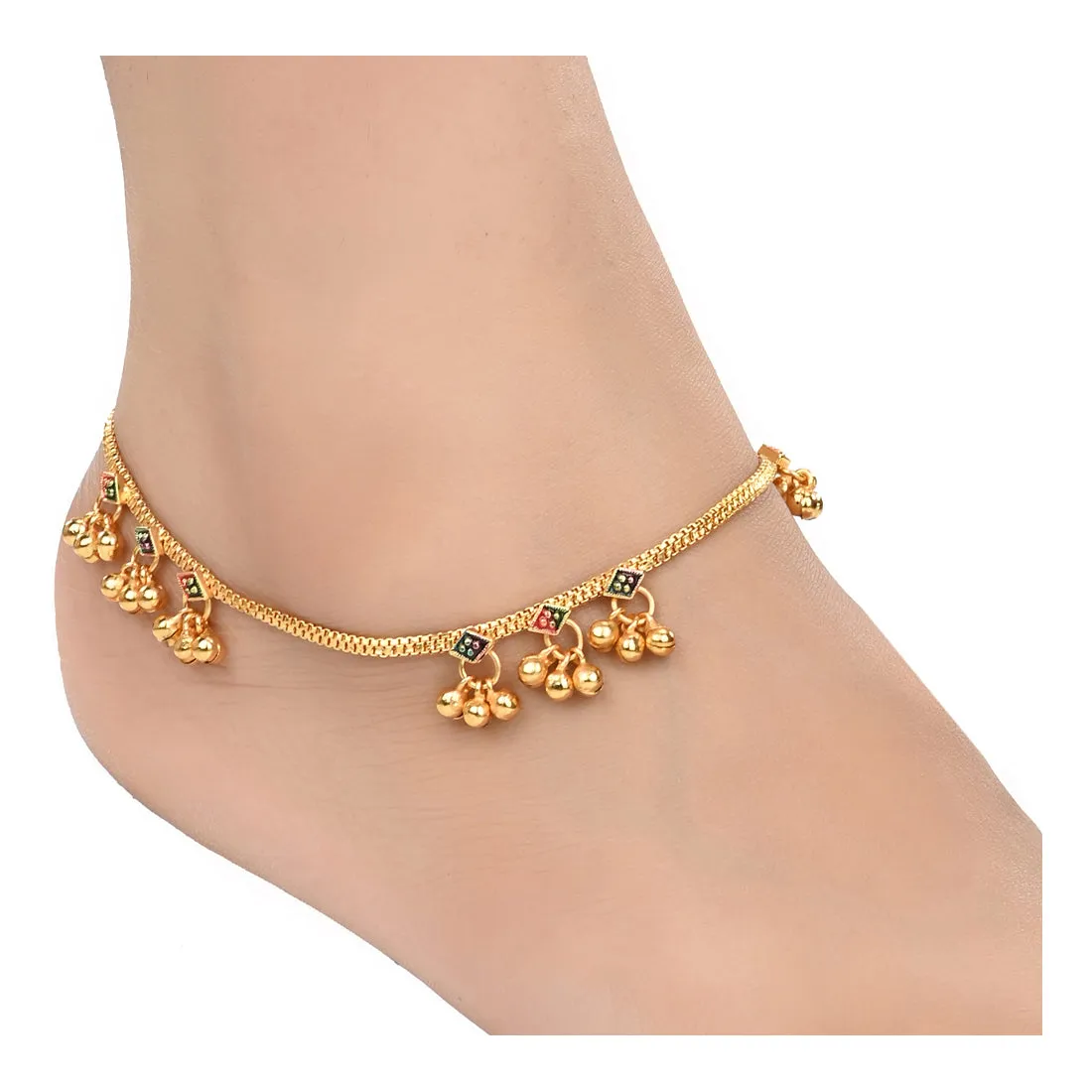 AanyaCentric Gold Plated Traditional Anklets Payal - Classic and Stylish for Women and Girls