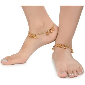 AanyaCentric Gold Plated Traditional Anklets Payal - Classic and Stylish for Women and Girls