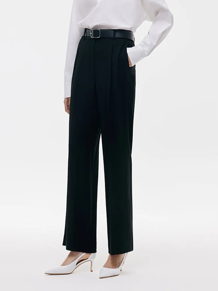 Acetate Straight Pleated Women Pants