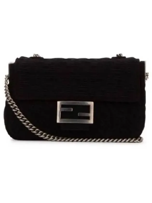 Baguette FF Fabric Chain Mini Bag Black