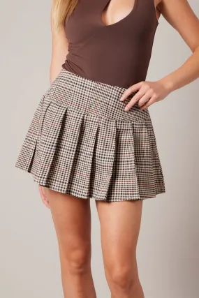 Beige Check Tennis Skirt Mini