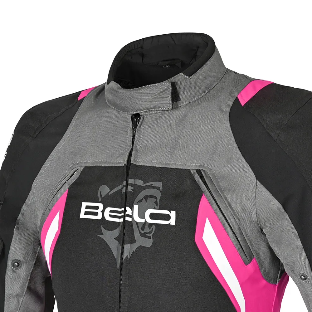 BELA Elanur Lady Motorcycle Touring Jacket Black Grey Pink