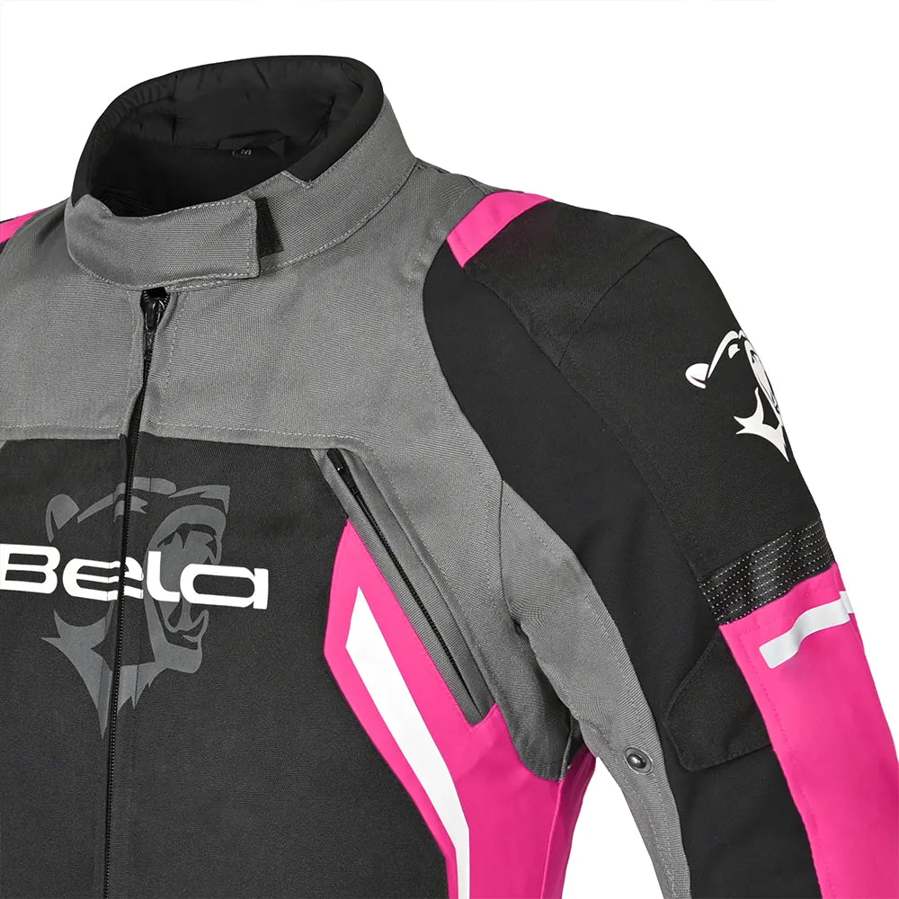 BELA Elanur Lady Motorcycle Touring Jacket Black Grey Pink