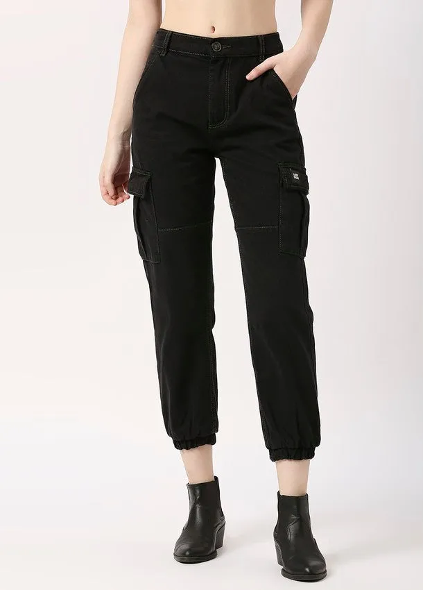 Black Zurich Cotton Denim Jogger