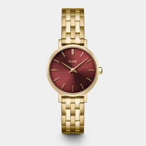 Boho Chic Petite Steel Watch, Dark Cherry, Gold Colour