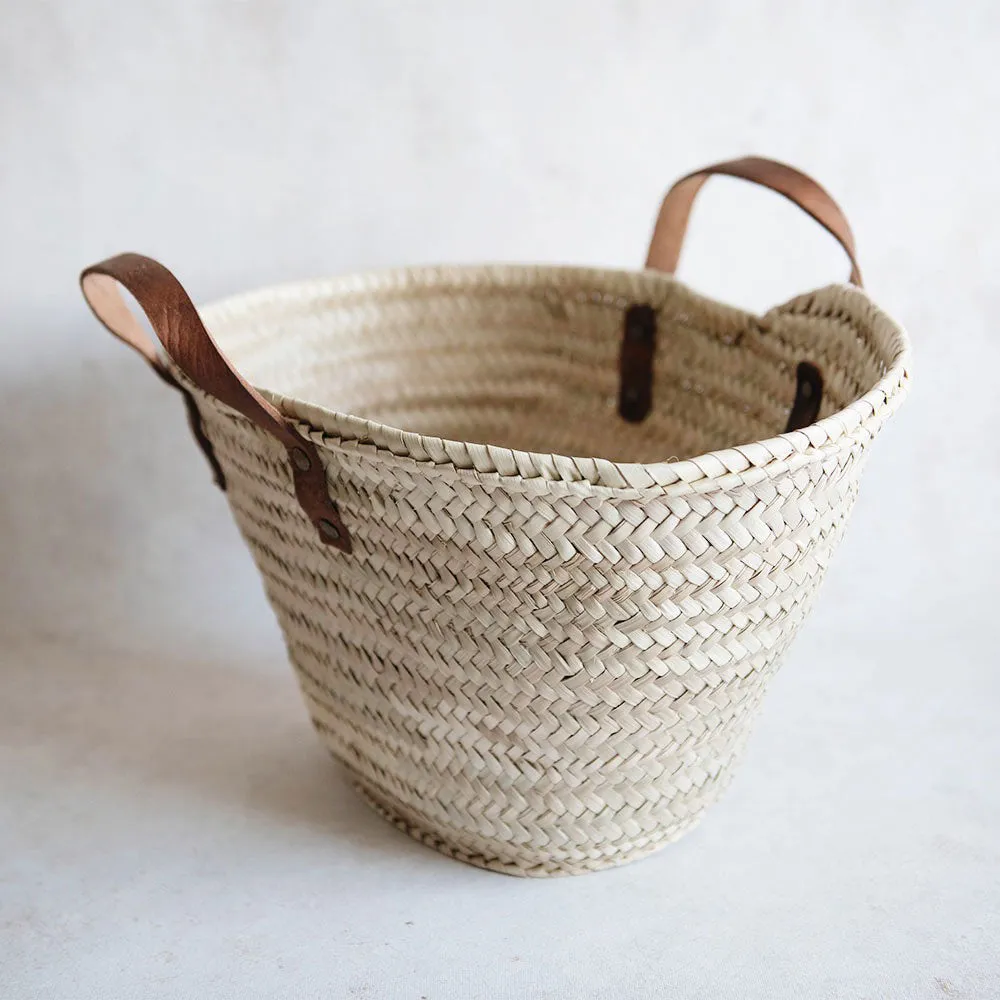 Classic Woven Palm Leaf Market Shopper