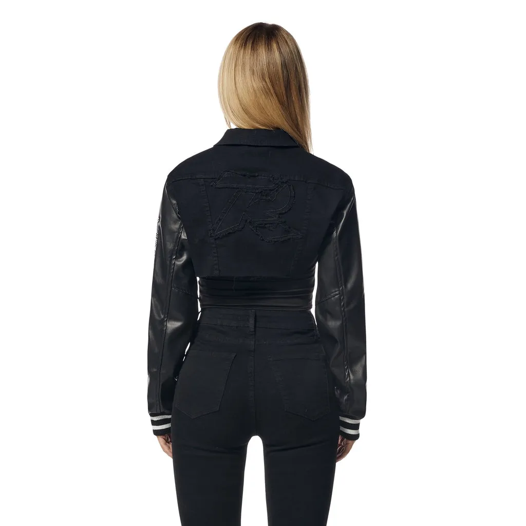 Cropped Jean Racing Jacket - Deep Black