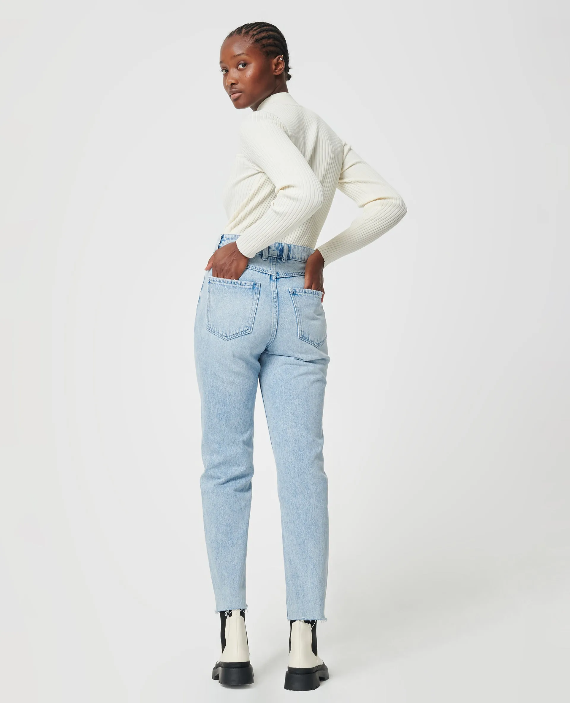 Denim Pimkie Light blue high waisted straight jeans