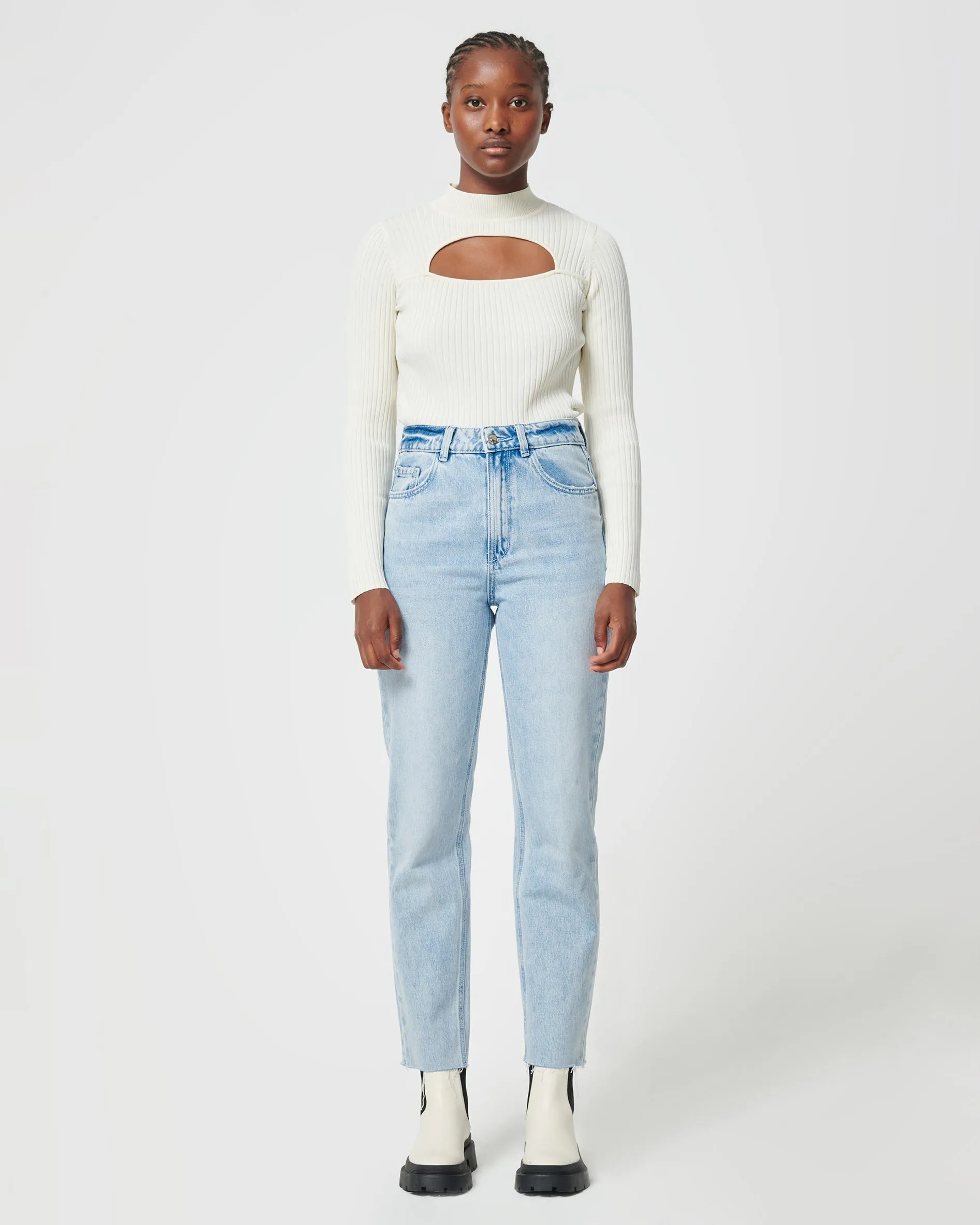 Denim Pimkie Light blue high waisted straight jeans