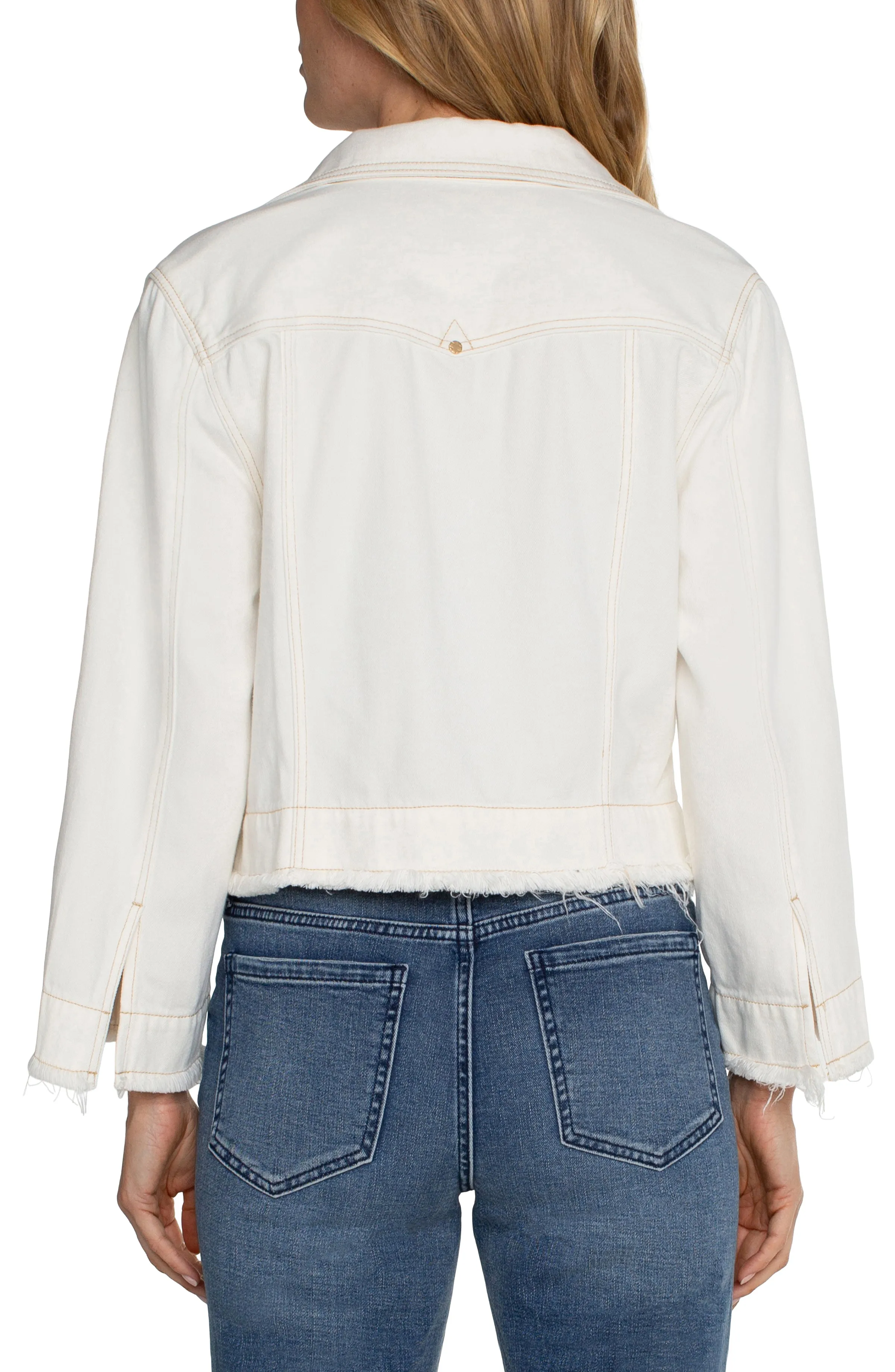 ECO CROPPED BOXY JACKET WITH FRAY HEM