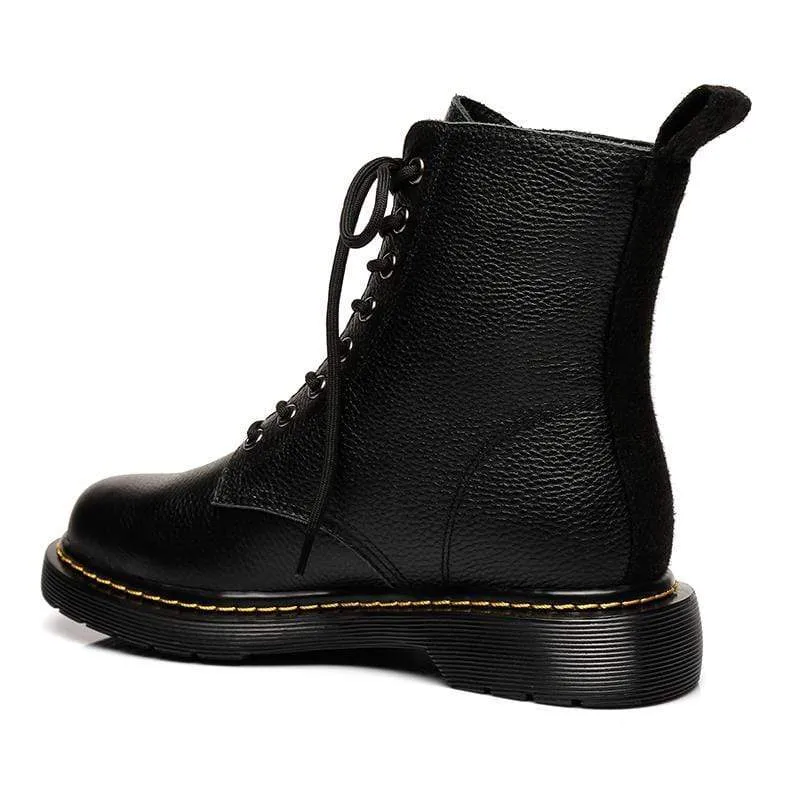 Ellen Black Leather Women Boots