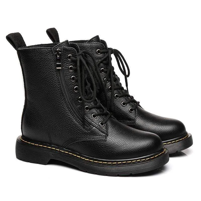 Ellen Black Leather Women Boots