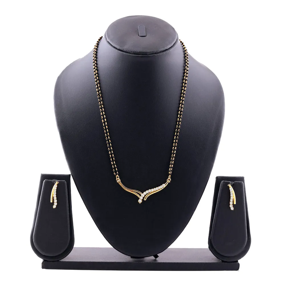 Estele 24 Kt Gold Plated Twine Braid Mangalsutra Necklace Set