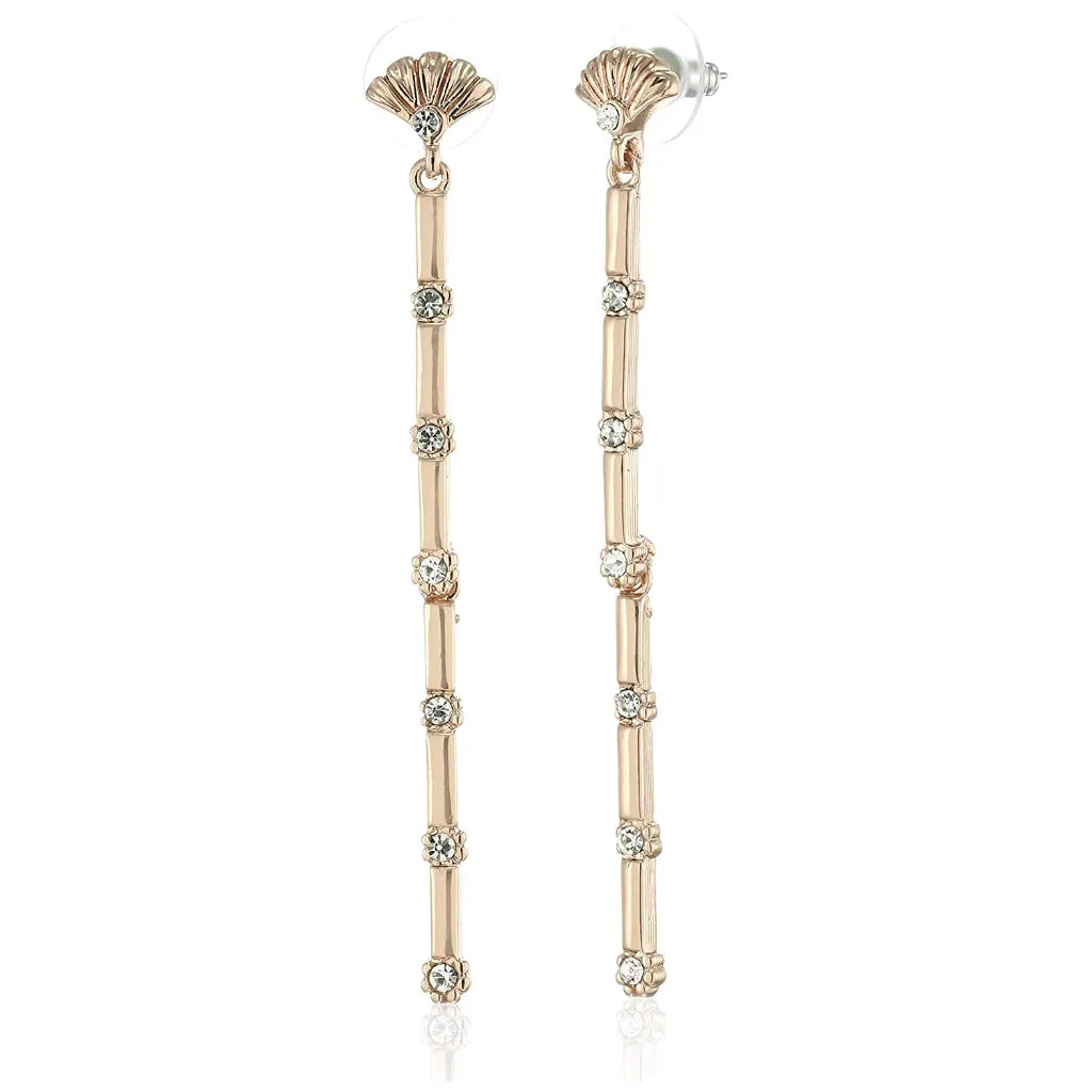 Estele Bling diamond gold plated studded sugarcane earrings for women