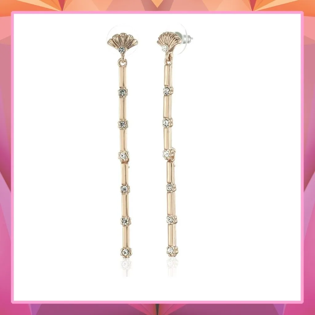 Estele Bling diamond gold plated studded sugarcane earrings for women