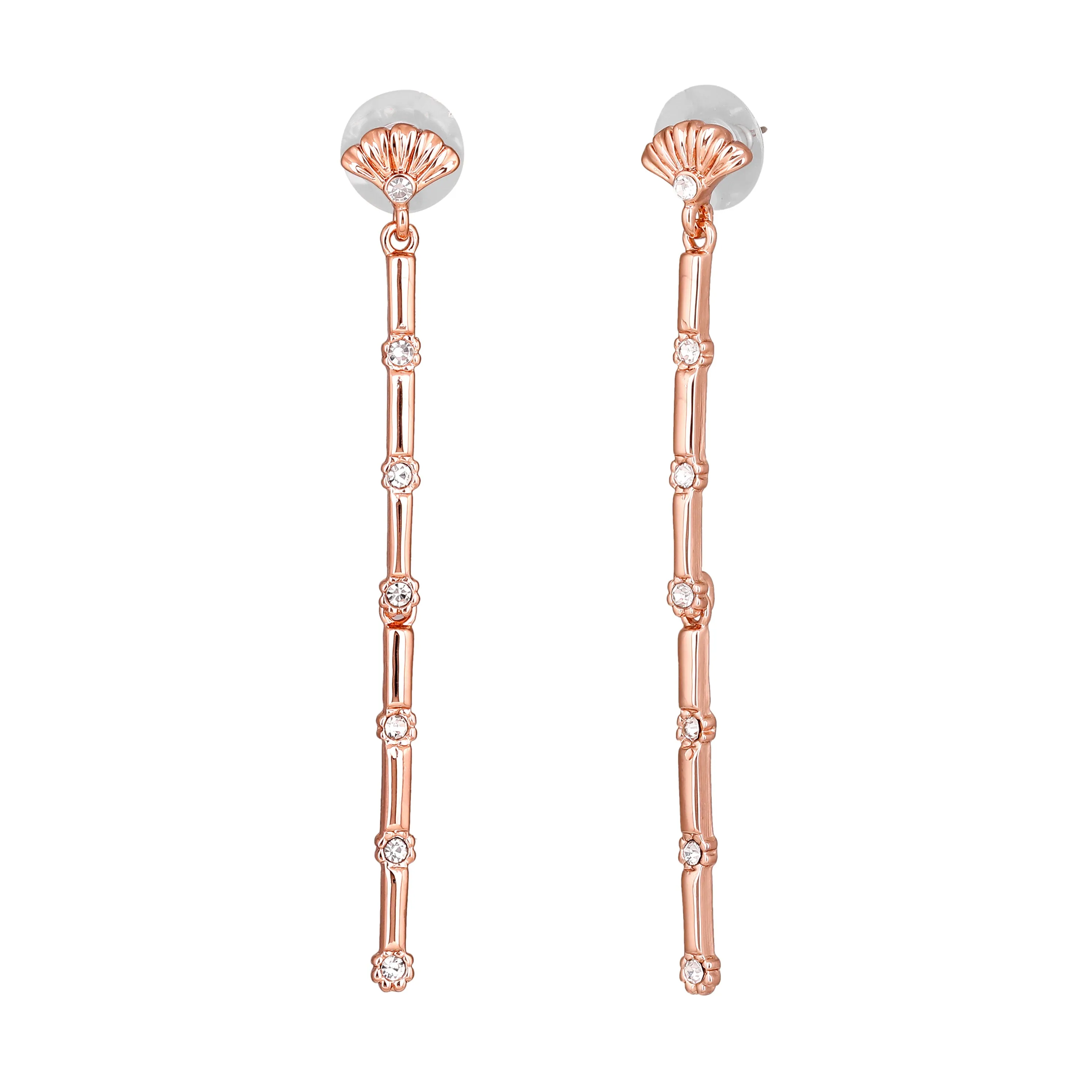 Estele Bling diamond gold plated studded sugarcane earrings for women