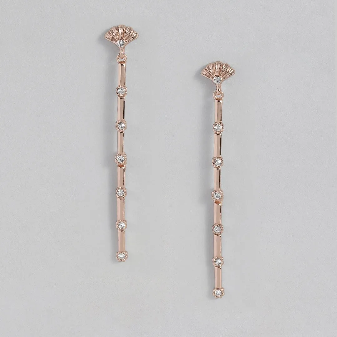 Estele Bling diamond gold plated studded sugarcane earrings for women