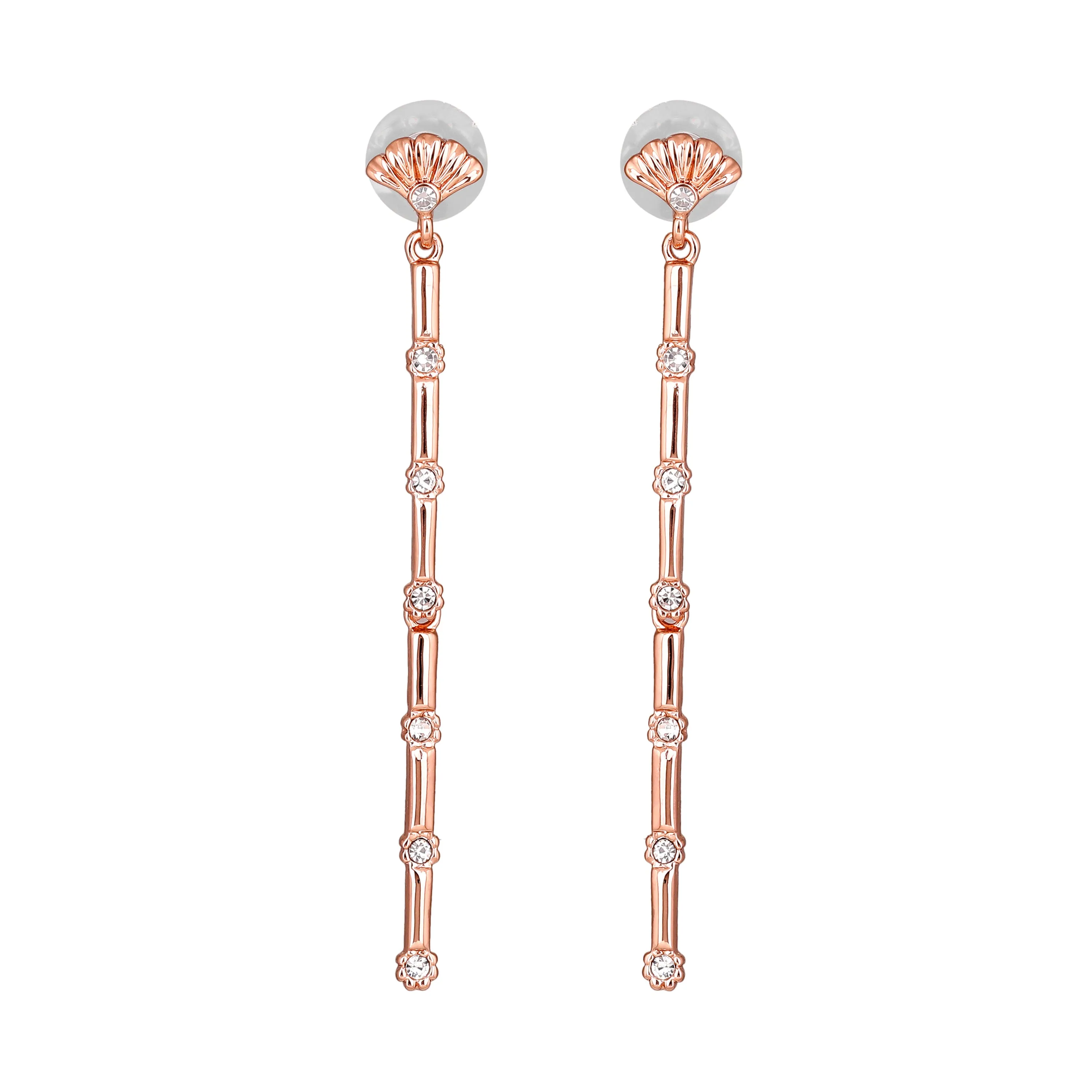 Estele Bling diamond gold plated studded sugarcane earrings for women