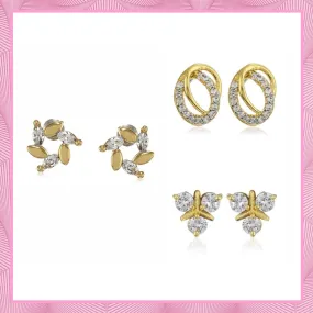 Estele Gift combo - Gold Plated Stud Earrings With AD stones For Girls & Women