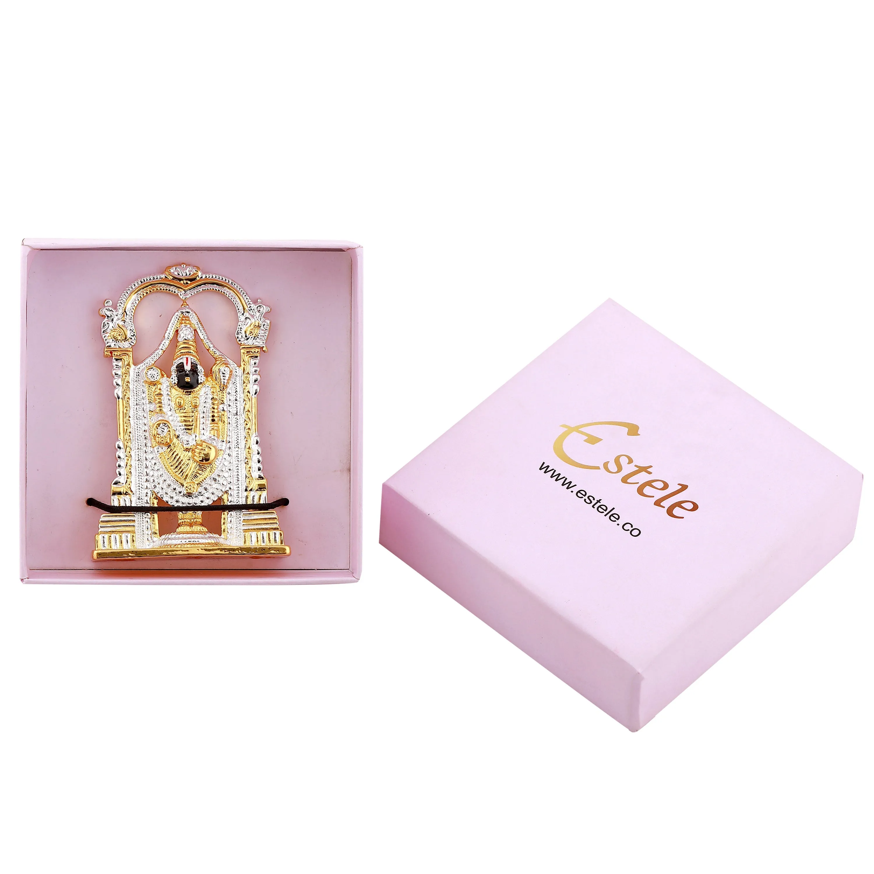 Estele Gold & Rhodium Plated Lord Tirupati Balaji Idol Showpiece for Pooja Mandir/ Home Decorative