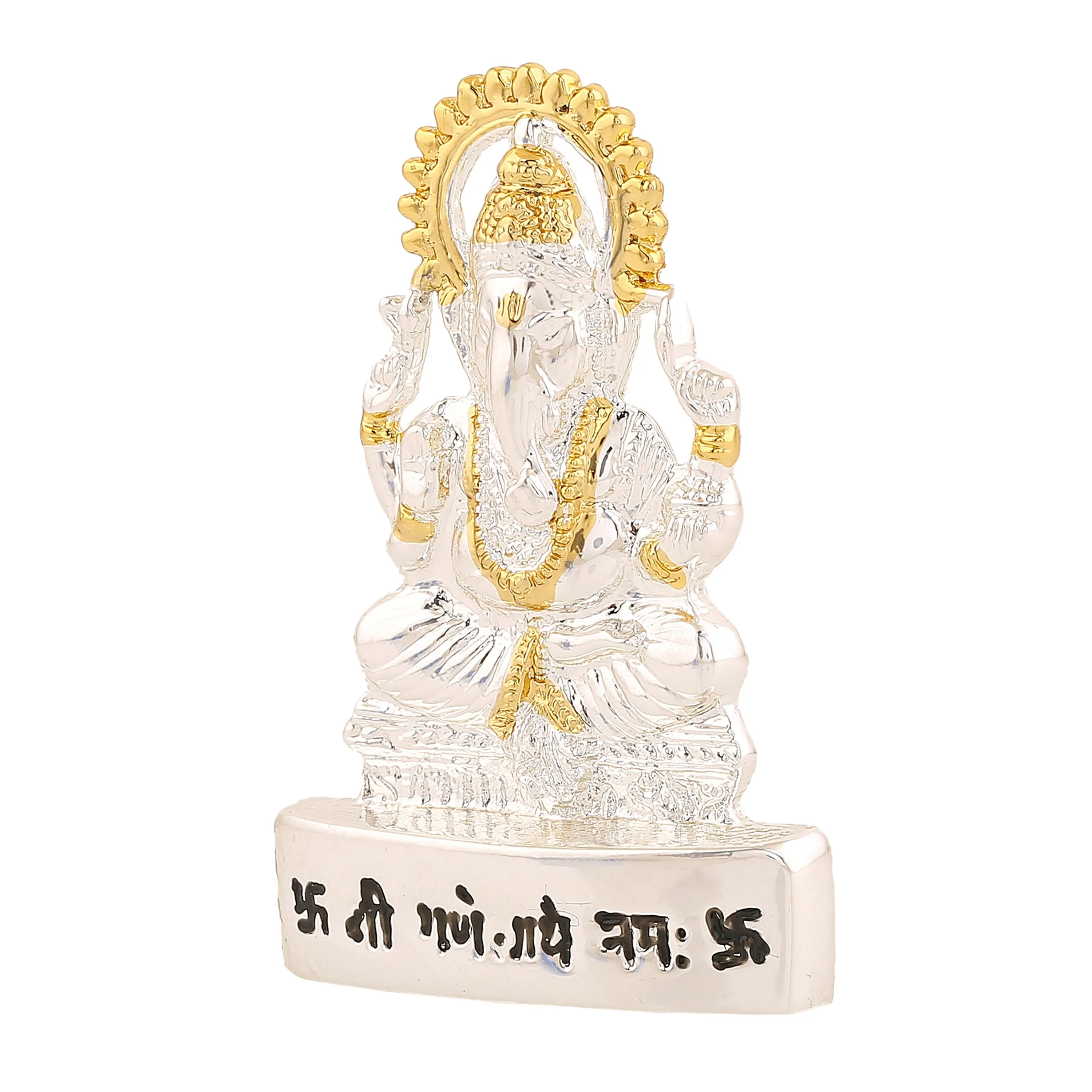 Estele Gold & Rhodium Plated Spiritual Lord Ganesh Idol for Gifts & House Warming/Home/Office Decors.