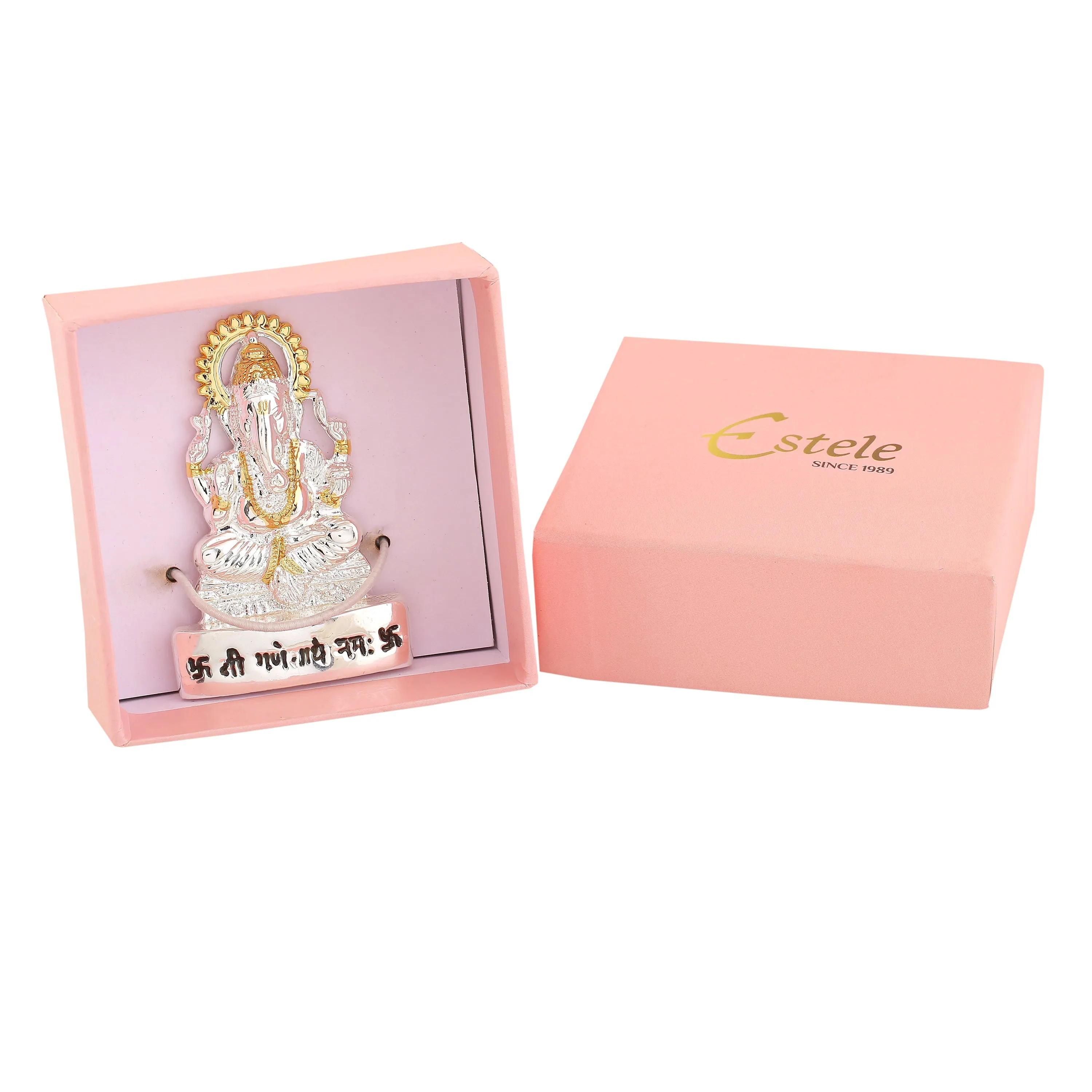 Estele Gold & Rhodium Plated Spiritual Lord Ganesh Idol for Gifts & House Warming/Home/Office Decors.