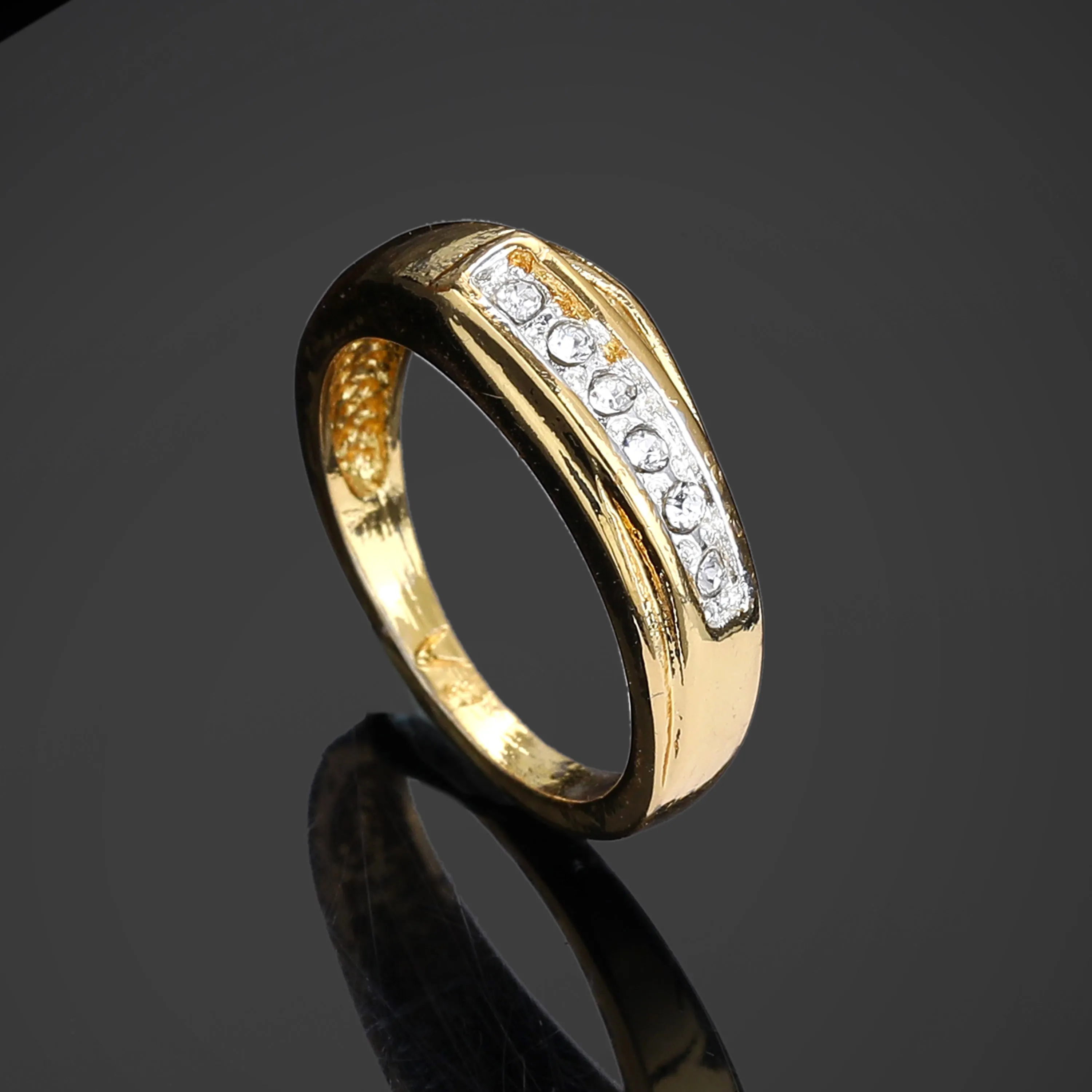 Estele Gold & Rhodium Plated Splendid Finger Ring with Crystals for Women