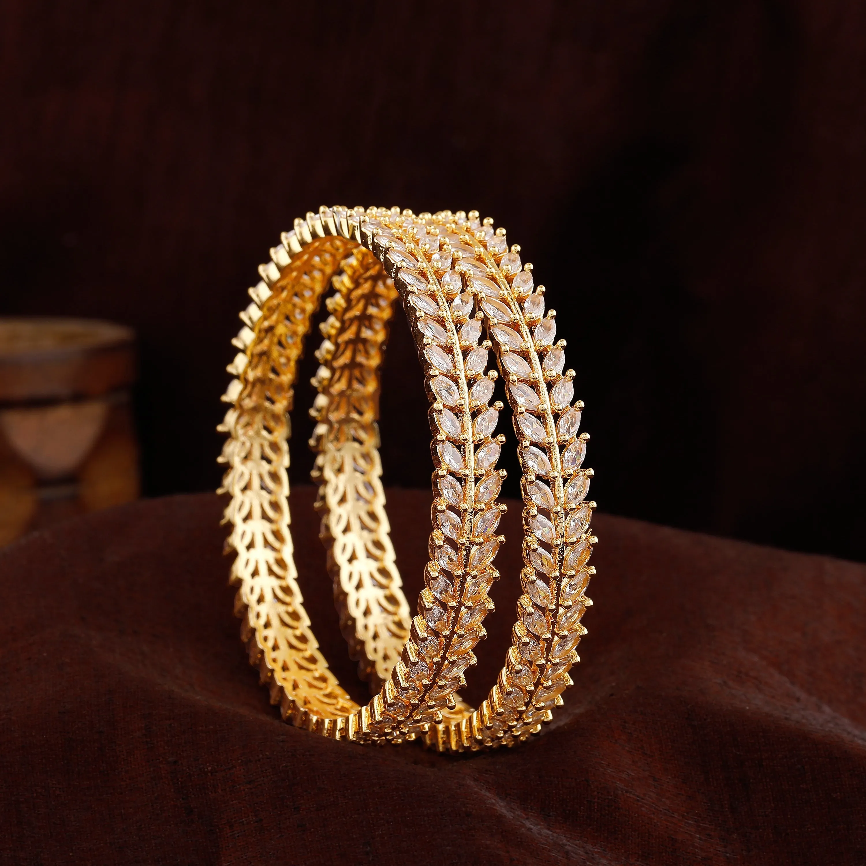 Estele Gold Plated CZ Attractive Designer Bangles for Women