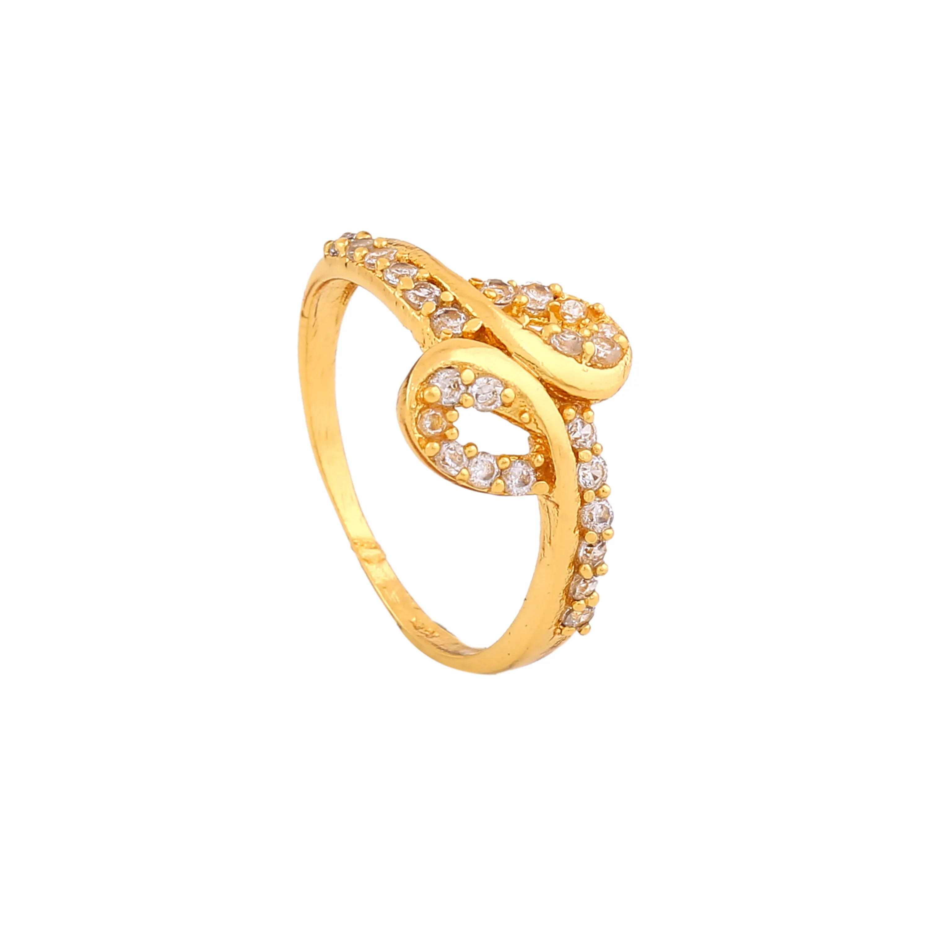 Estele Gold Plated CZ Loop Designer Ring for Women(Non-Adjustable)