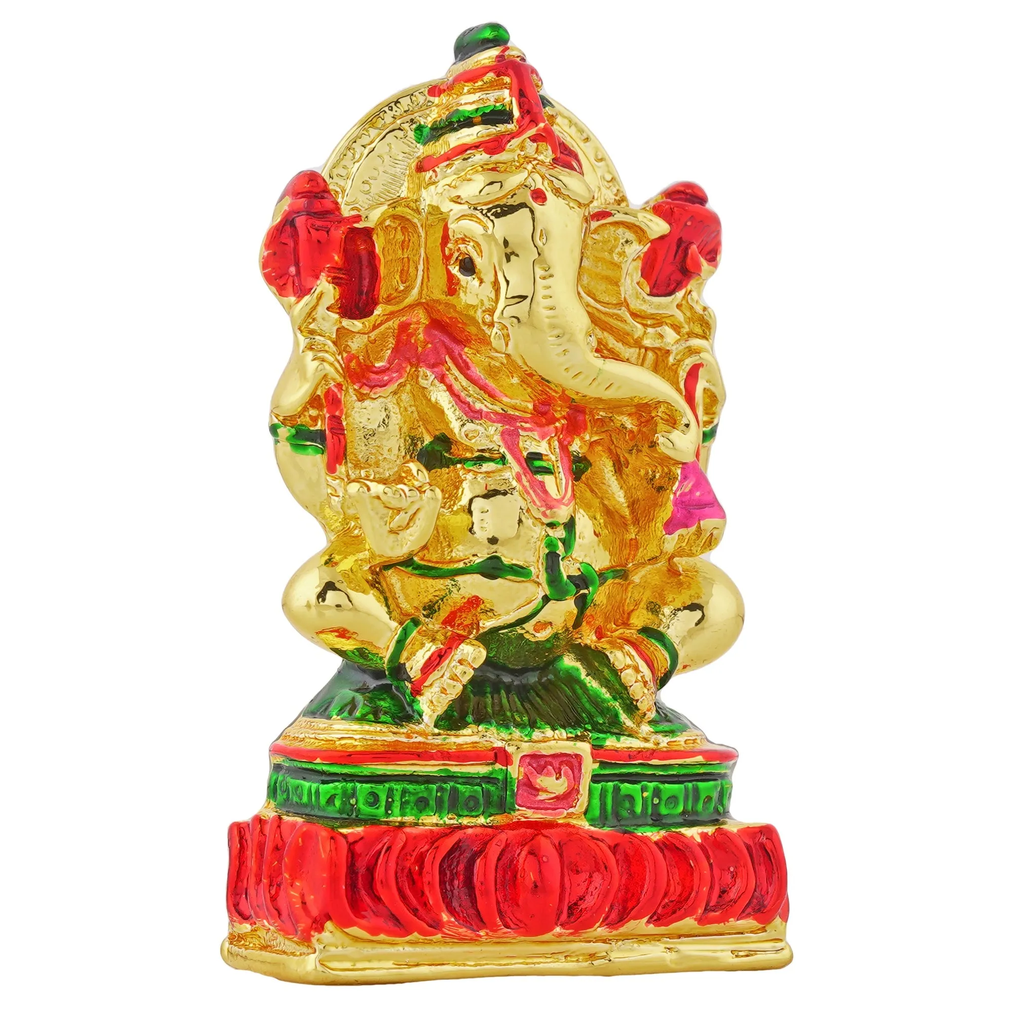 Estele Gold Plated Divine Ganesha with Multi Color Enamel Idol