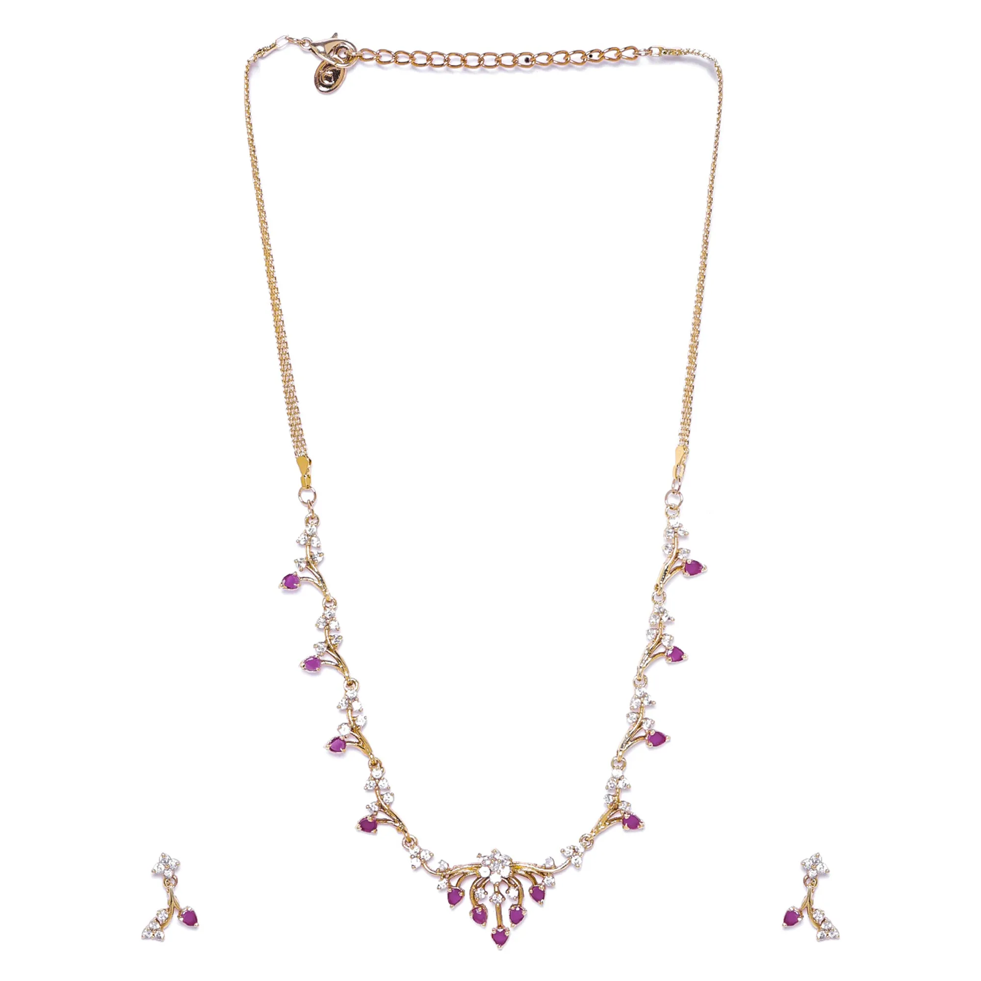 Estele - Rubani Ruby 24 KT gold plated Necklace Set