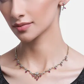 Estele - Rubani Ruby 24 KT gold plated Necklace Set