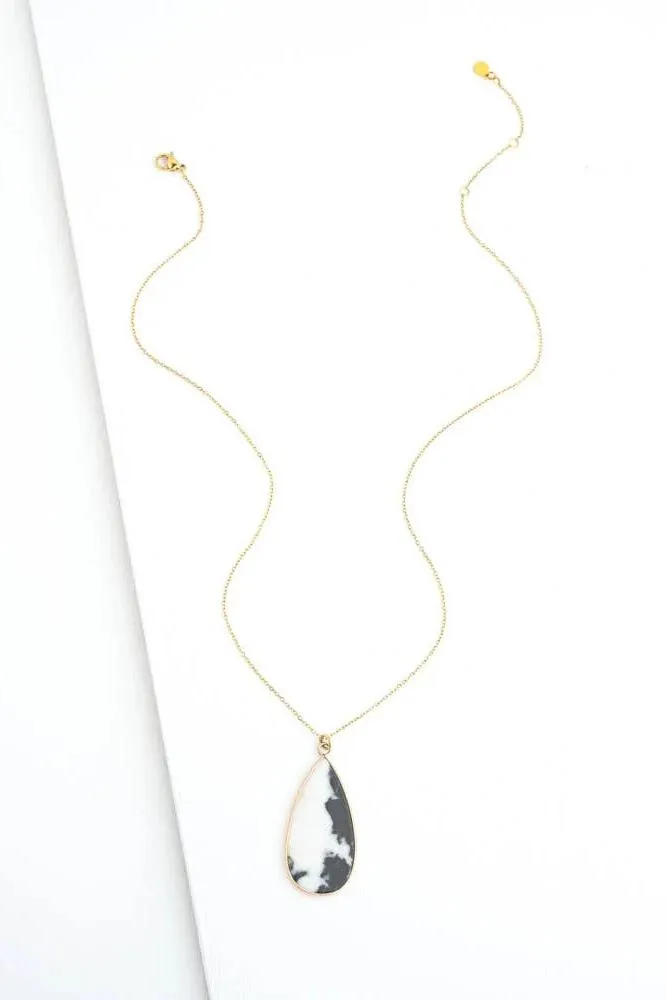 Everlasting Teardrop Necklace in Zebra Jasper Stone