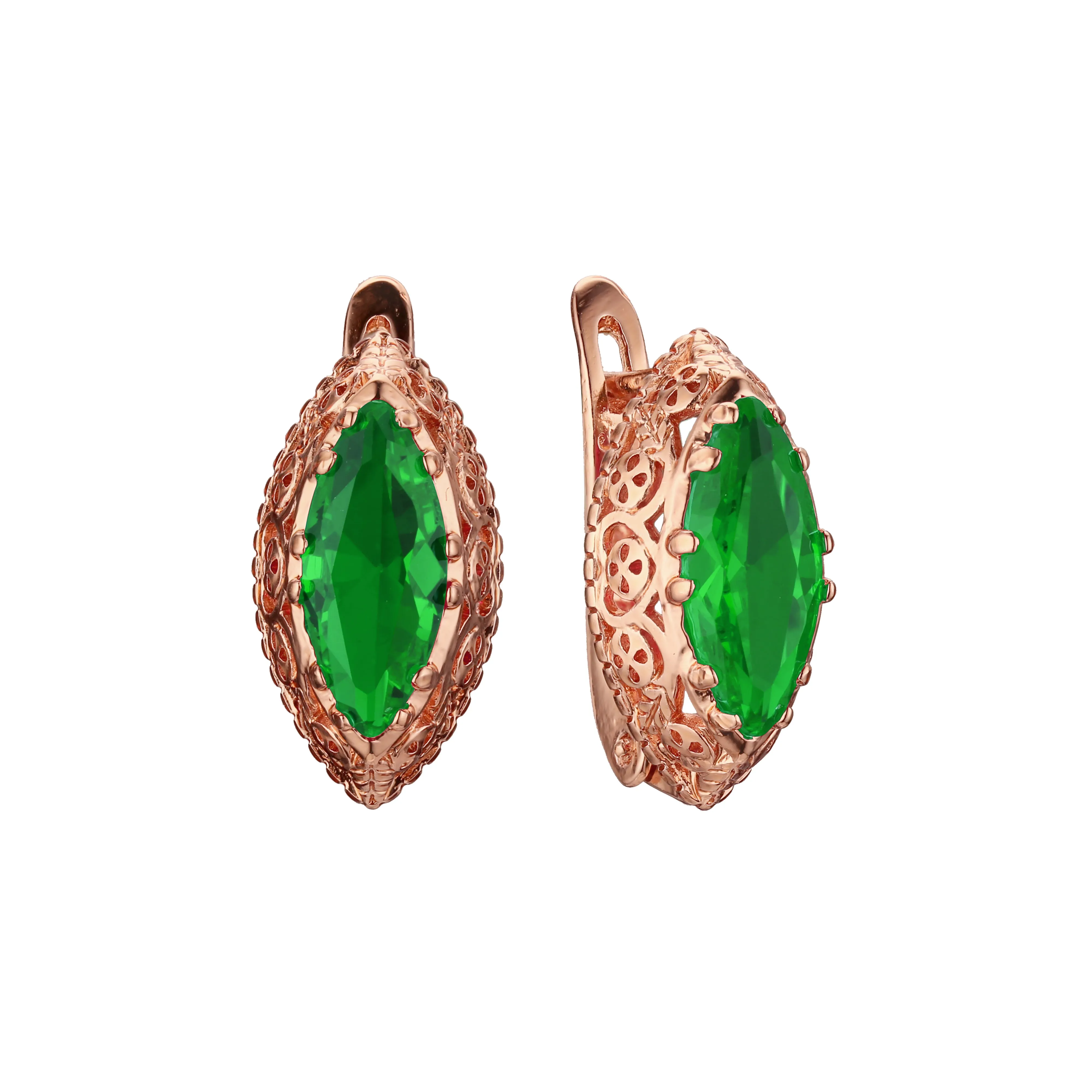 .FJ Oval Horse Eye Marquise shape CZ Earrings for Women Red Blue Green CZ