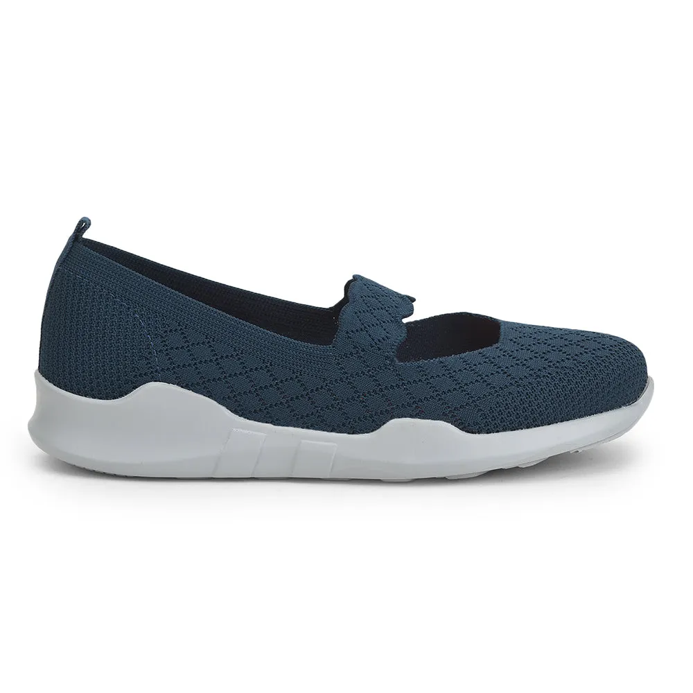 Force 10 Non Lacing Teal Blue Casual Slip on Shoes For Women AVILA-48 By Liberty