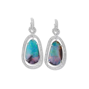 Octavia Margarita Earring Drops 18ct White Gold - Blue Opal & Diamond