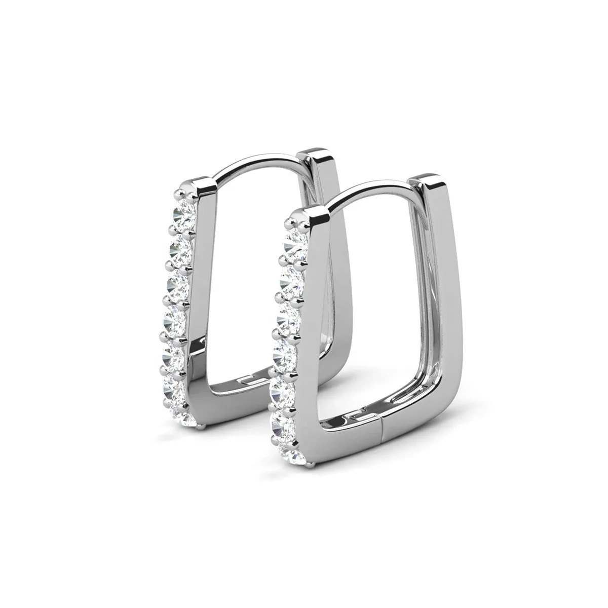 Phoebe 18k White Gold Plated Crystal Hoop Earrings for Women