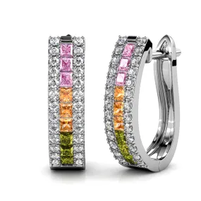 Rachel 18k White Gold Plated Crystal Hoop Earrings for Women