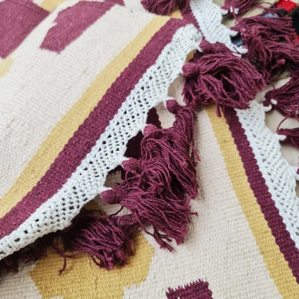 Red and Yellow Lattic Pattern Cotton Rug