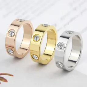 Rotating Circle Crystal Ring Stainless Steel