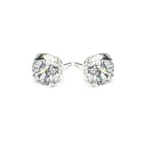 Silver Stud Earrings 8mm Round Crystal