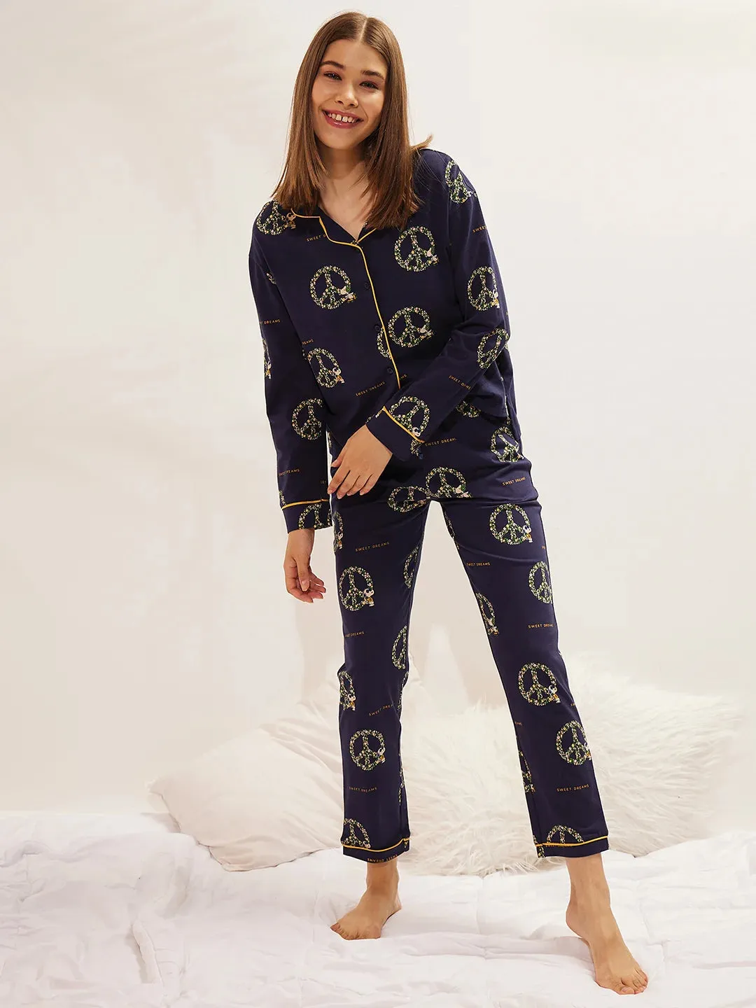 Snoopy Front Open Pyjama Set