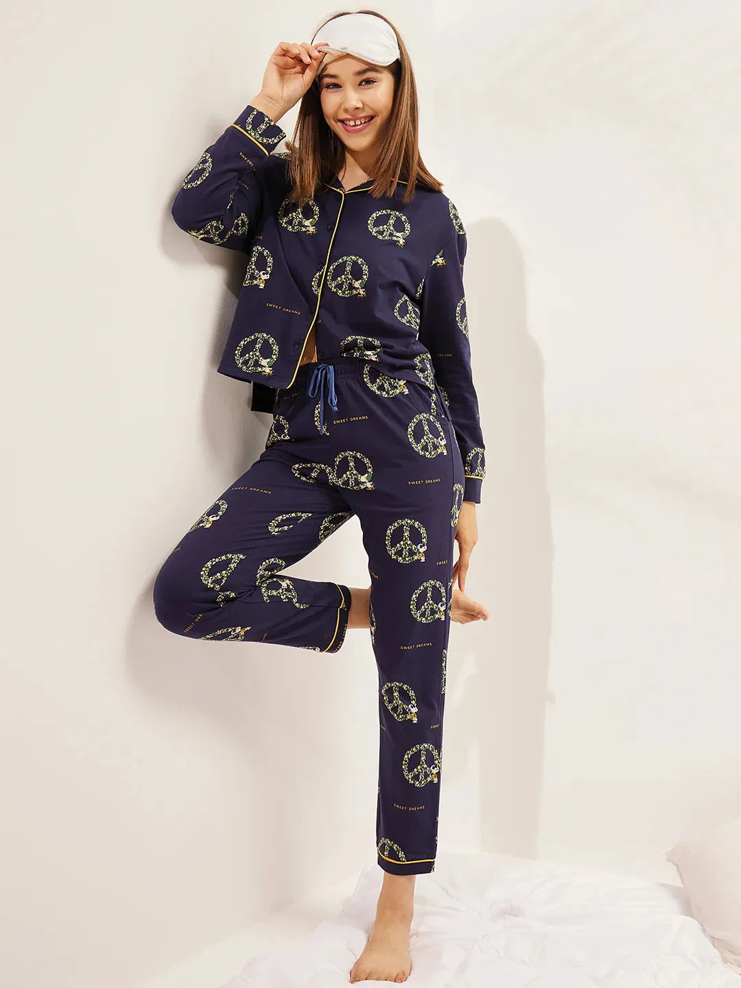 Snoopy Front Open Pyjama Set