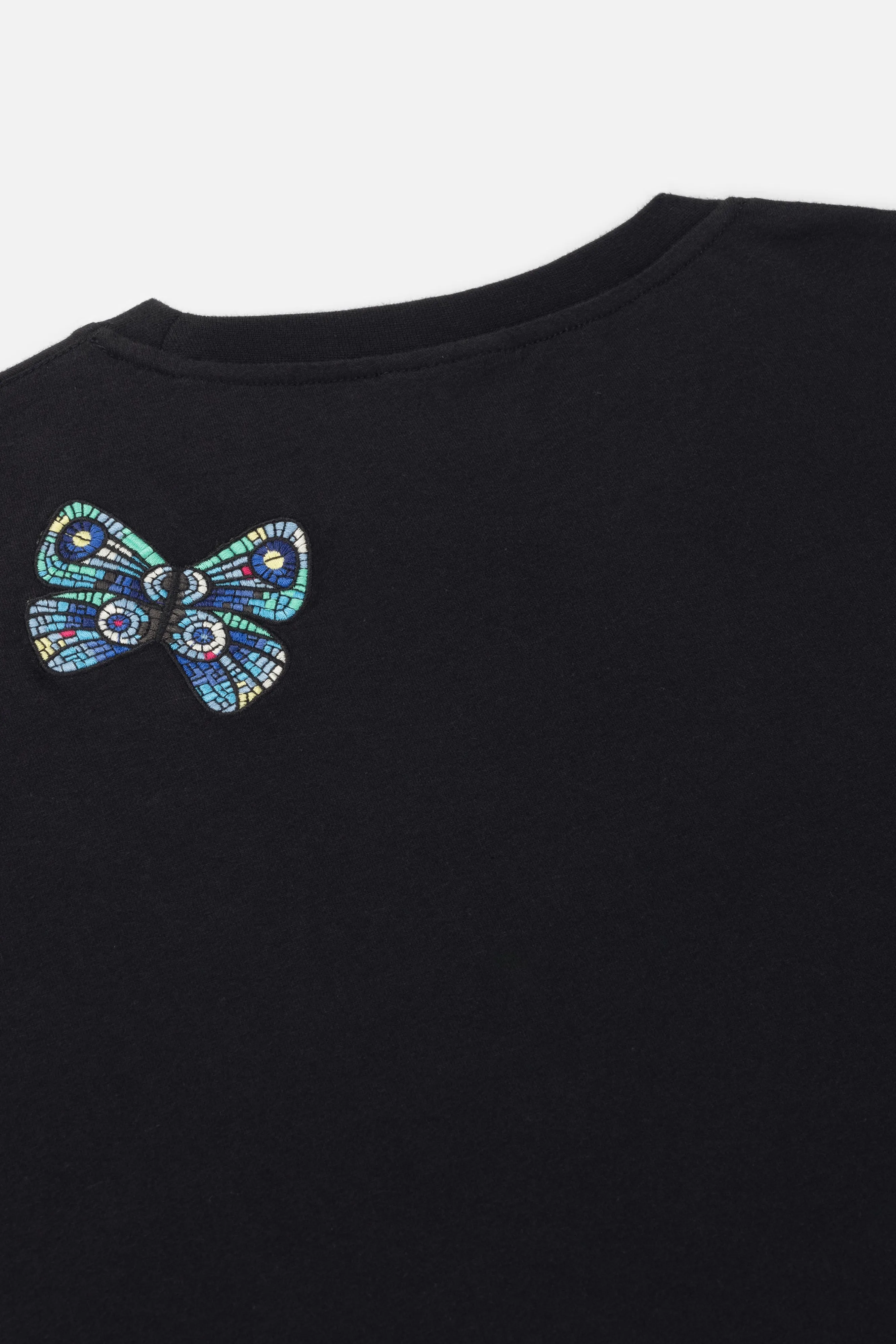 Womens Graphic T-Shirt with Stairway and Butterfly Design