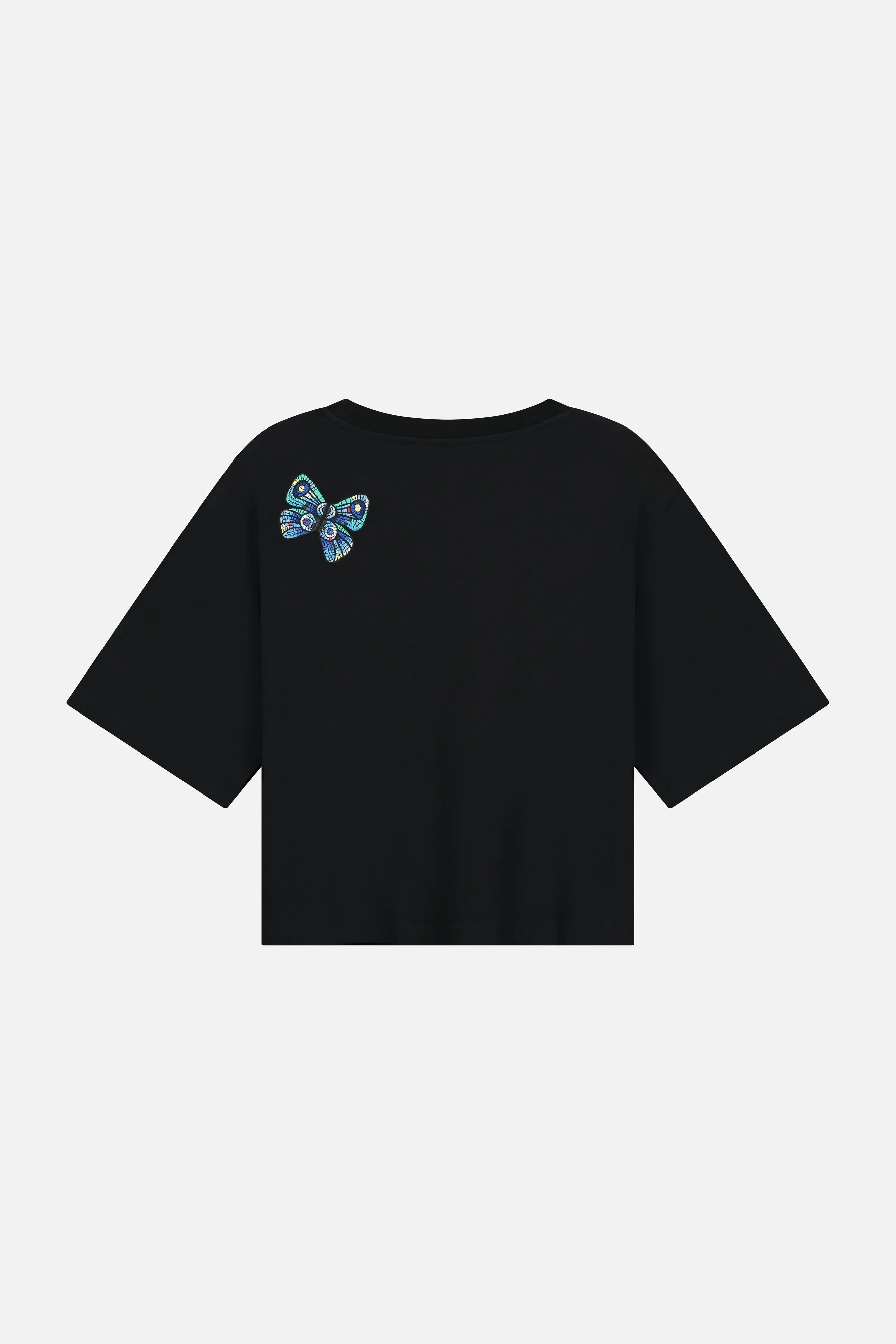 Womens Graphic T-Shirt with Stairway and Butterfly Design