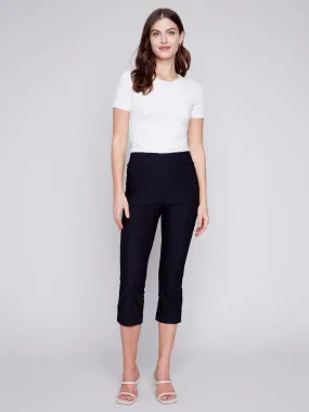 Stretch Pull-On Capri Pants - Black