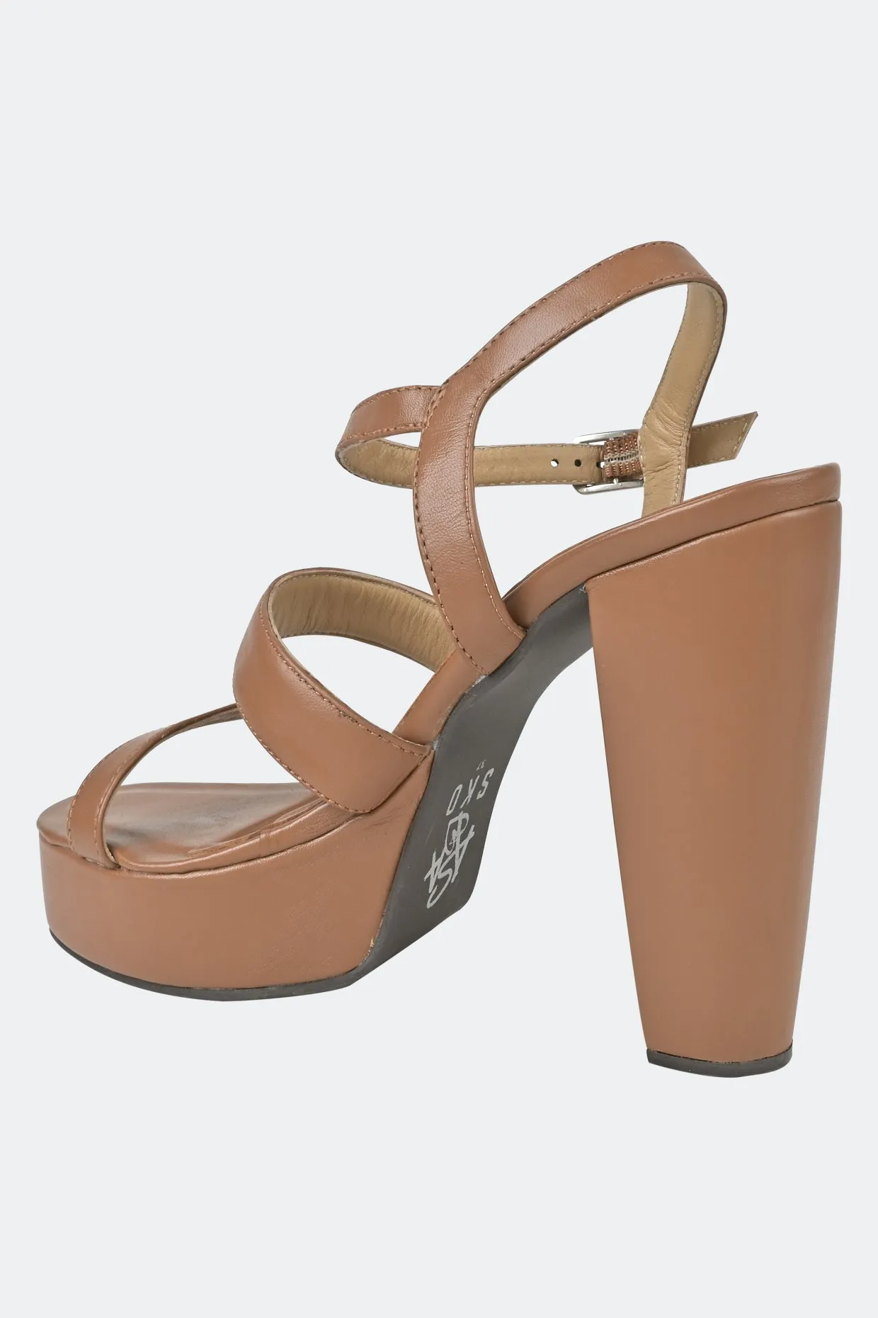 Tan Strappy Platforms For Women